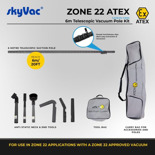 atex telescopic pole packages for zone 22 environments. 6M option.